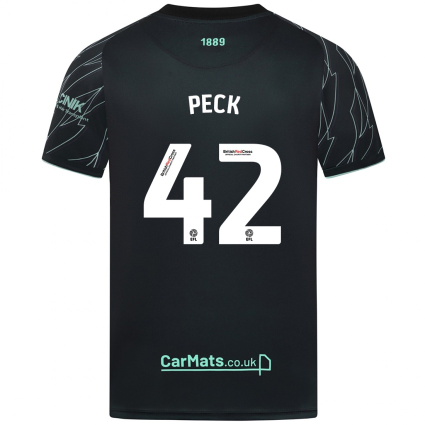 Niño Camiseta Sydie Peck #42 Negro Verde 2ª Equipación 2024/25 La Camisa Perú