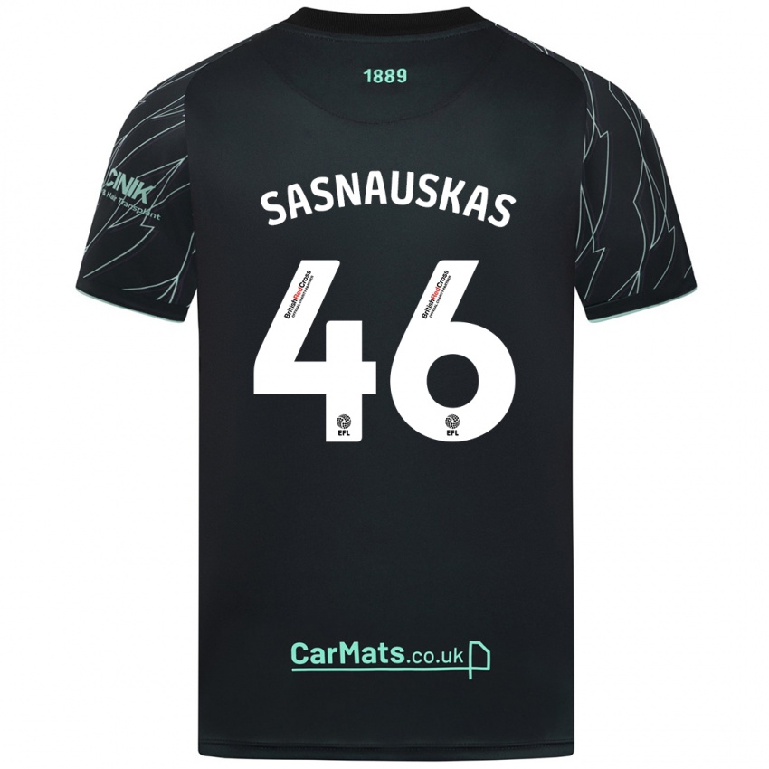 Niño Camiseta Dovydas Sasnauskas #46 Negro Verde 2ª Equipación 2024/25 La Camisa Perú