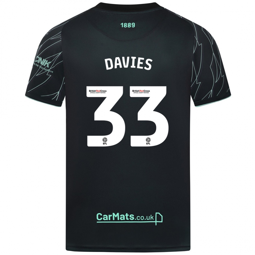 Niño Camiseta Bethan Davies #33 Negro Verde 2ª Equipación 2024/25 La Camisa Perú