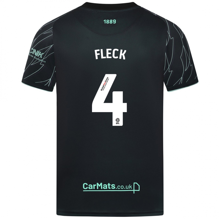 Niño Camiseta John Fleck #4 Negro Verde 2ª Equipación 2024/25 La Camisa Perú