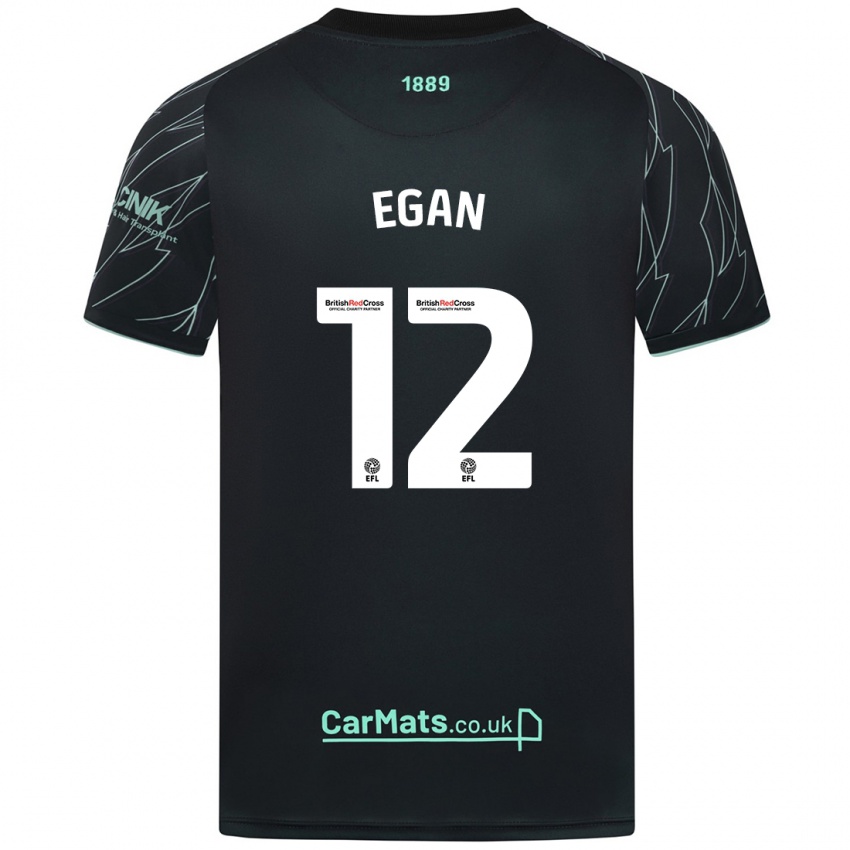 Niño Camiseta John Egan #12 Negro Verde 2ª Equipación 2024/25 La Camisa Perú