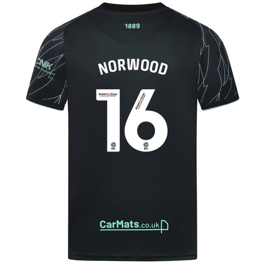 Niño Camiseta Oliver Norwood #16 Negro Verde 2ª Equipación 2024/25 La Camisa Perú