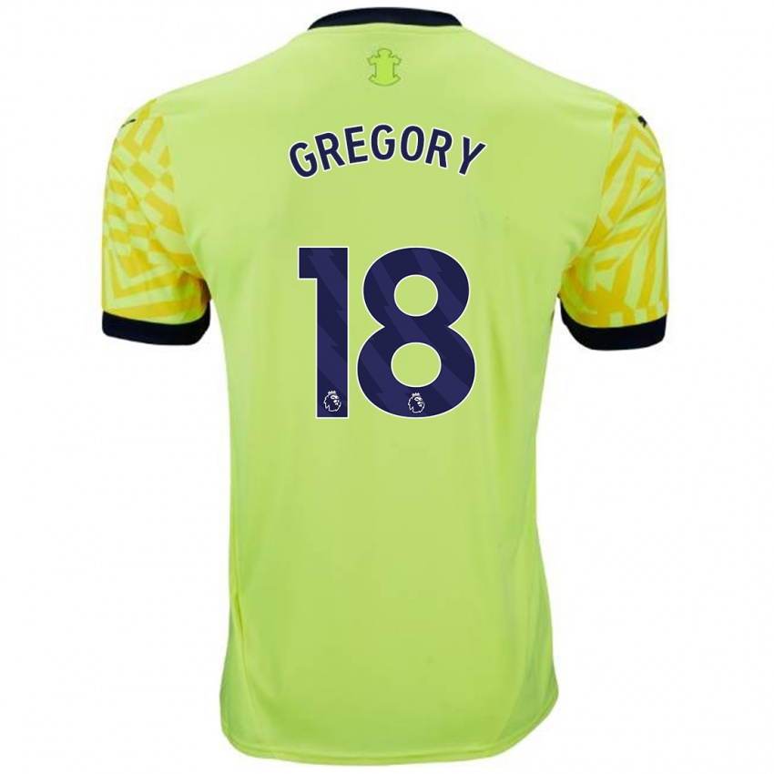 Niño Camiseta Freya Gregory #18 Amarillo 2ª Equipación 2024/25 La Camisa Perú