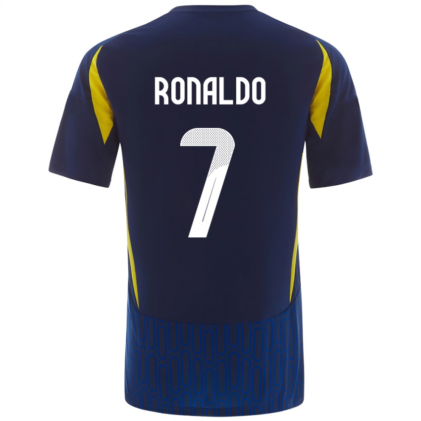 Niño Camiseta Cristiano Ronaldo #7 Azul Amarillo 2ª Equipación 2024/25 La Camisa Perú