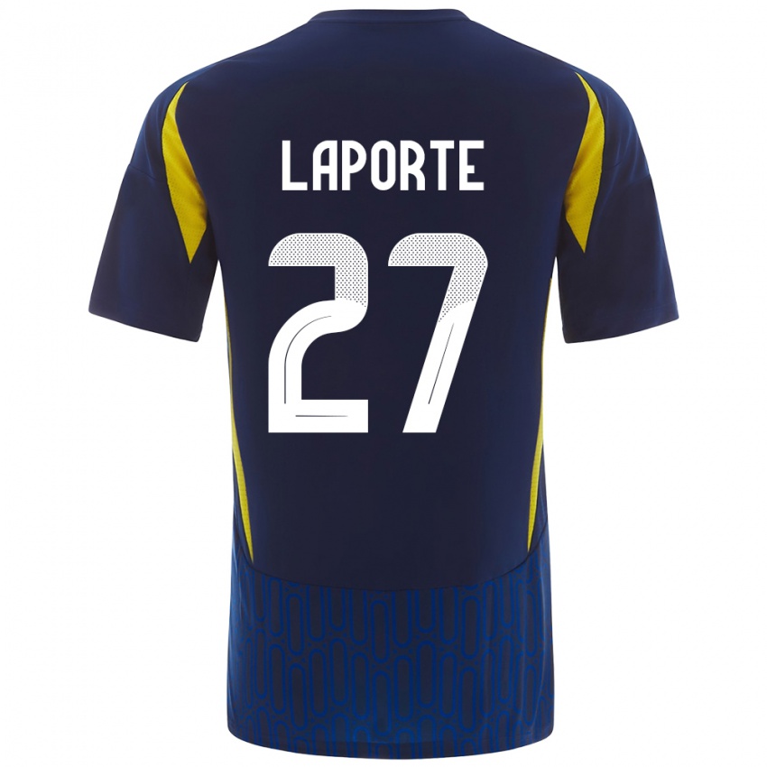 Niño Camiseta Aymeric Laporte #27 Azul Amarillo 2ª Equipación 2024/25 La Camisa Perú