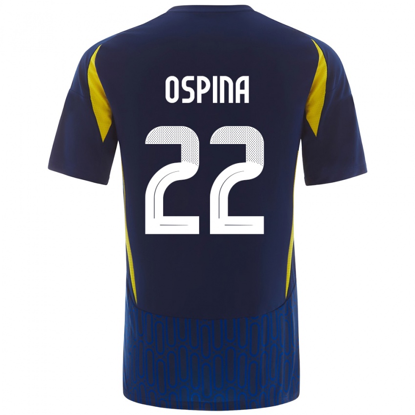 Niño Camiseta David Ospina #22 Azul Amarillo 2ª Equipación 2024/25 La Camisa Perú