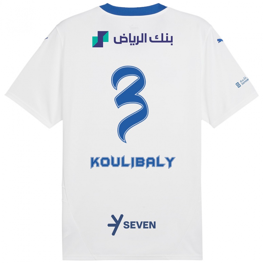 Niño Camiseta Kalidou Koulibaly #3 Blanco Azul 2ª Equipación 2024/25 La Camisa Perú