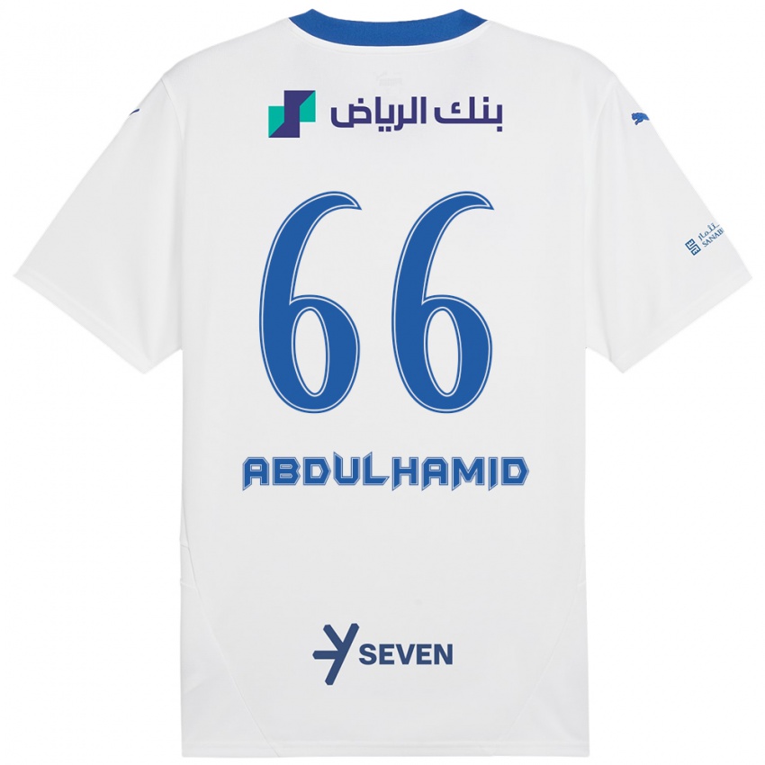 Niño Camiseta Saud Abdulhamid #66 Blanco Azul 2ª Equipación 2024/25 La Camisa Perú