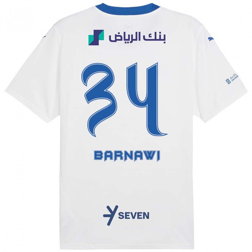 Niño Camiseta Saleh Barnawi #34 Blanco Azul 2ª Equipación 2024/25 La Camisa Perú