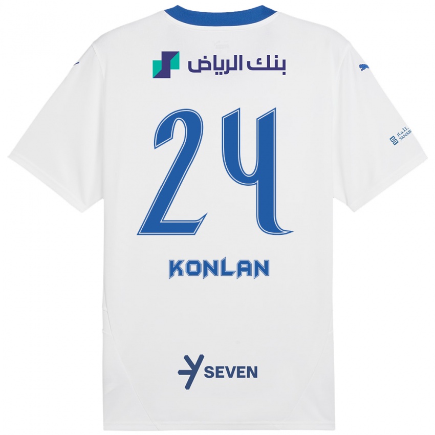 Niño Camiseta Cynthia Konlan #24 Blanco Azul 2ª Equipación 2024/25 La Camisa Perú