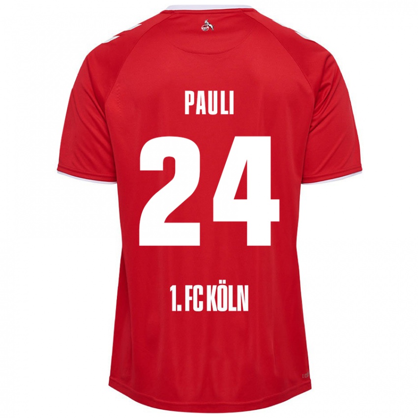 Niño Camiseta Julian Pauli #24 Rojo Blanco 2ª Equipación 2024/25 La Camisa Perú