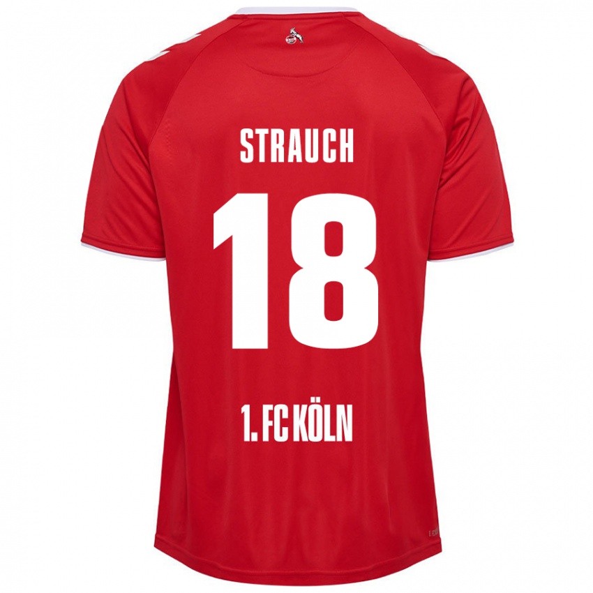 Niño Camiseta Georg Strauch #18 Rojo Blanco 2ª Equipación 2024/25 La Camisa Perú