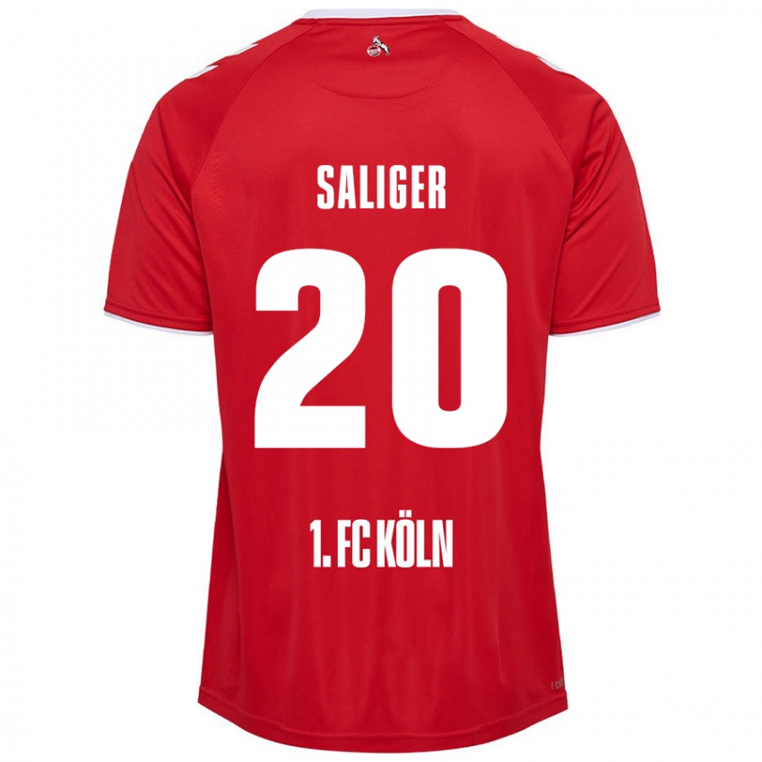 Niño Camiseta Jonas Saliger #20 Rojo Blanco 2ª Equipación 2024/25 La Camisa Perú