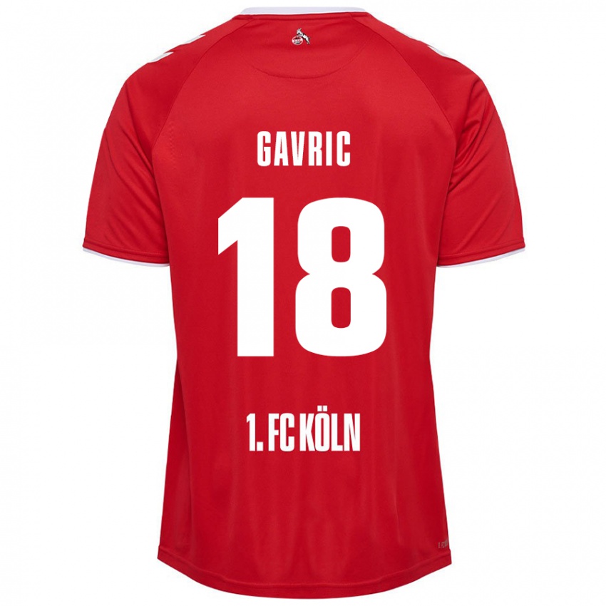 Niño Camiseta Andrea Gavrić #18 Rojo Blanco 2ª Equipación 2024/25 La Camisa Perú