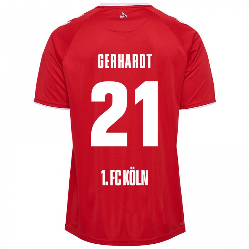 Niño Camiseta Anna Gerhardt #21 Rojo Blanco 2ª Equipación 2024/25 La Camisa Perú