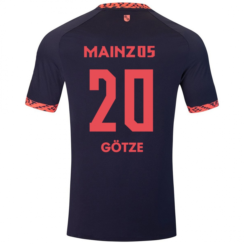 Niño Camiseta Justus Götze #20 Azul Coral Rojo 2ª Equipación 2024/25 La Camisa Perú