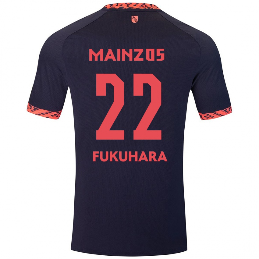 Niño Camiseta Yuuka Fukuhara #22 Azul Coral Rojo 2ª Equipación 2024/25 La Camisa Perú