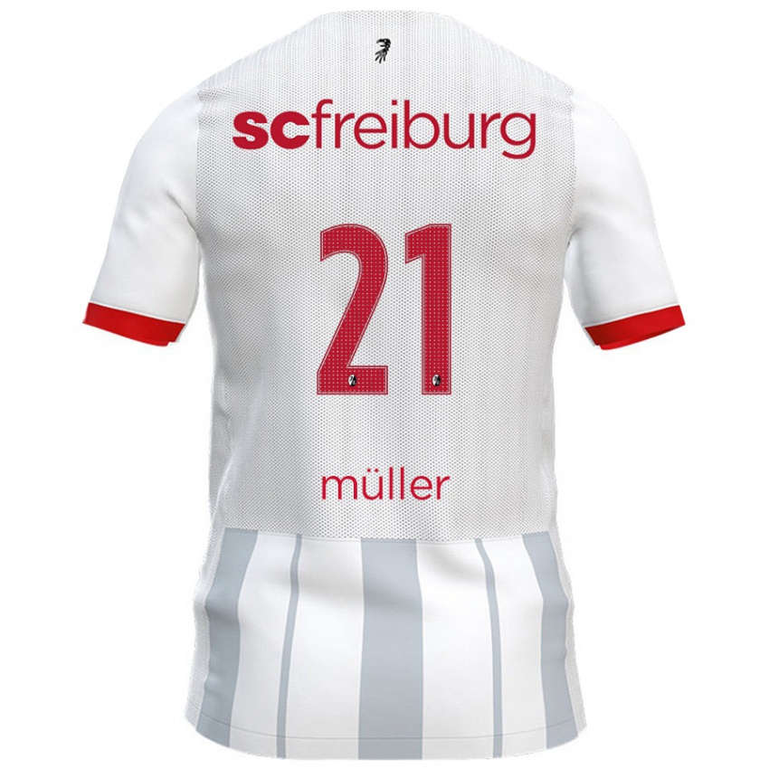 Niño Camiseta Florian Müller #21 Blanco Gris 2ª Equipación 2024/25 La Camisa Perú