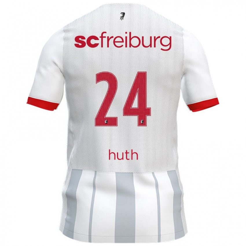 Niño Camiseta Jannik Huth #24 Blanco Gris 2ª Equipación 2024/25 La Camisa Perú