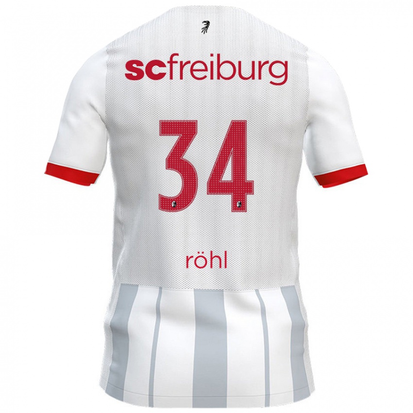 Niño Camiseta Merlin Röhl #34 Blanco Gris 2ª Equipación 2024/25 La Camisa Perú