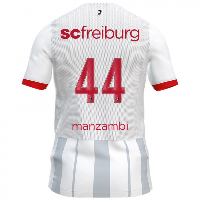 Niño Camiseta Johan Manzambi #44 Blanco Gris 2ª Equipación 2024/25 La Camisa Perú