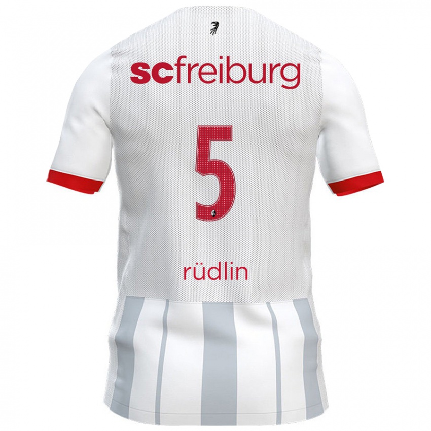 Niño Camiseta Fabian Rüdlin #5 Blanco Gris 2ª Equipación 2024/25 La Camisa Perú