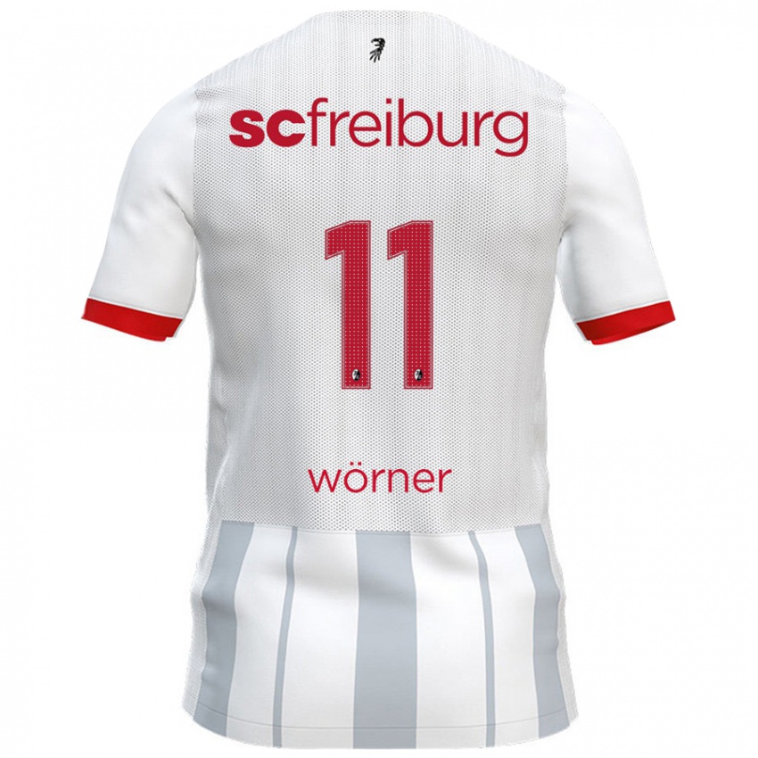 Niño Camiseta Marco Wörner #11 Blanco Gris 2ª Equipación 2024/25 La Camisa Perú