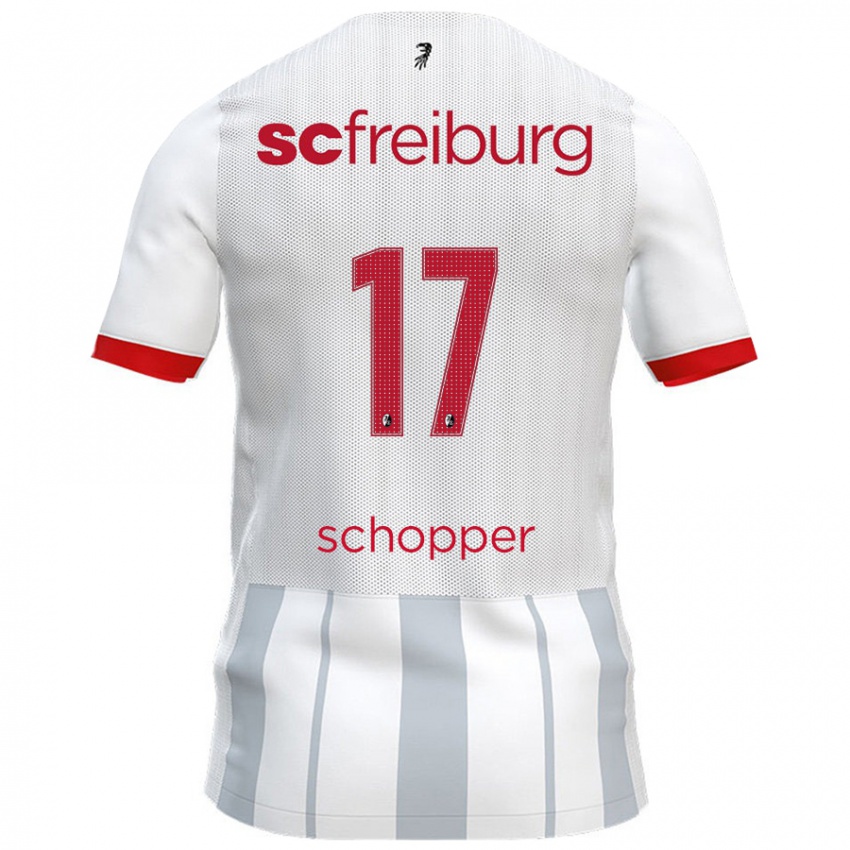 Niño Camiseta David Schopper #17 Blanco Gris 2ª Equipación 2024/25 La Camisa Perú