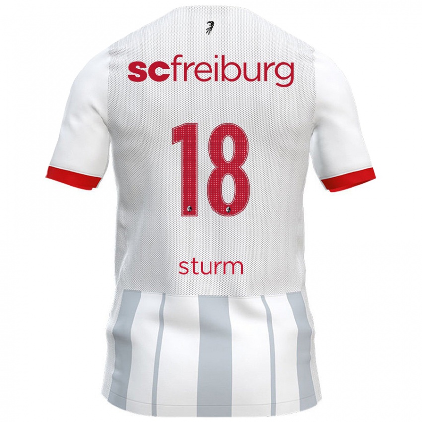 Niño Camiseta Yann Sturm #18 Blanco Gris 2ª Equipación 2024/25 La Camisa Perú