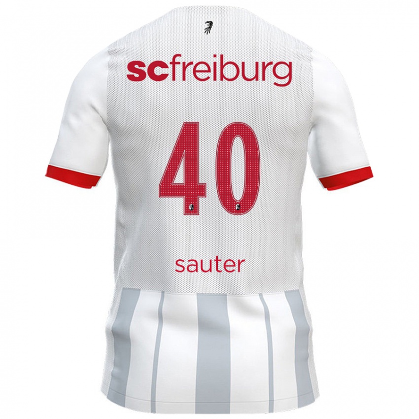 Niño Camiseta Niklas Sauter #40 Blanco Gris 2ª Equipación 2024/25 La Camisa Perú