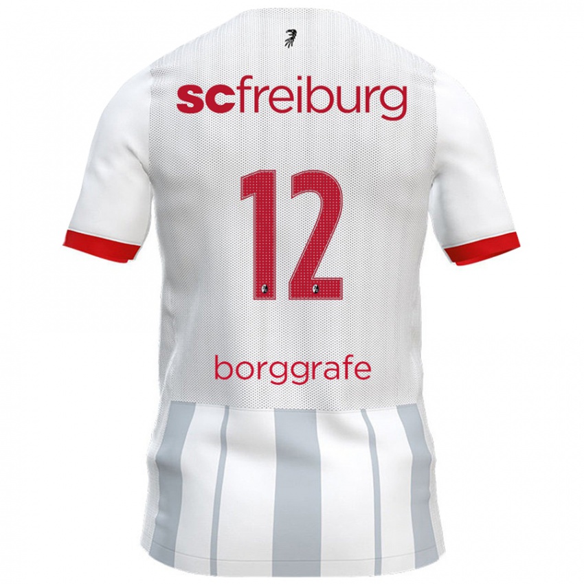 Niño Camiseta Rafaela Borggräfe #12 Blanco Gris 2ª Equipación 2024/25 La Camisa Perú