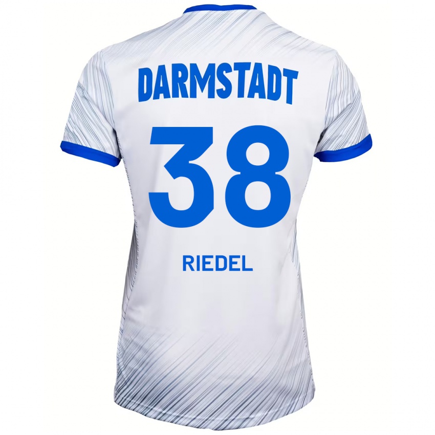 Niño Camiseta Clemens Riedel #38 Blanco Azul 2ª Equipación 2024/25 La Camisa Perú