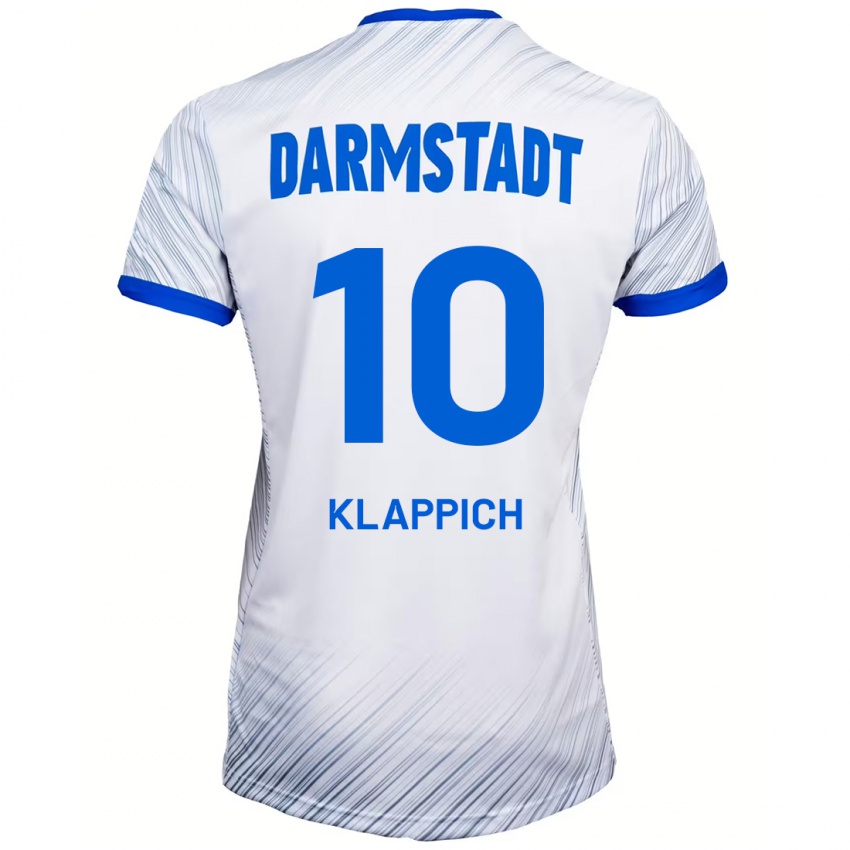 Niño Camiseta Luis Klappich #10 Blanco Azul 2ª Equipación 2024/25 La Camisa Perú