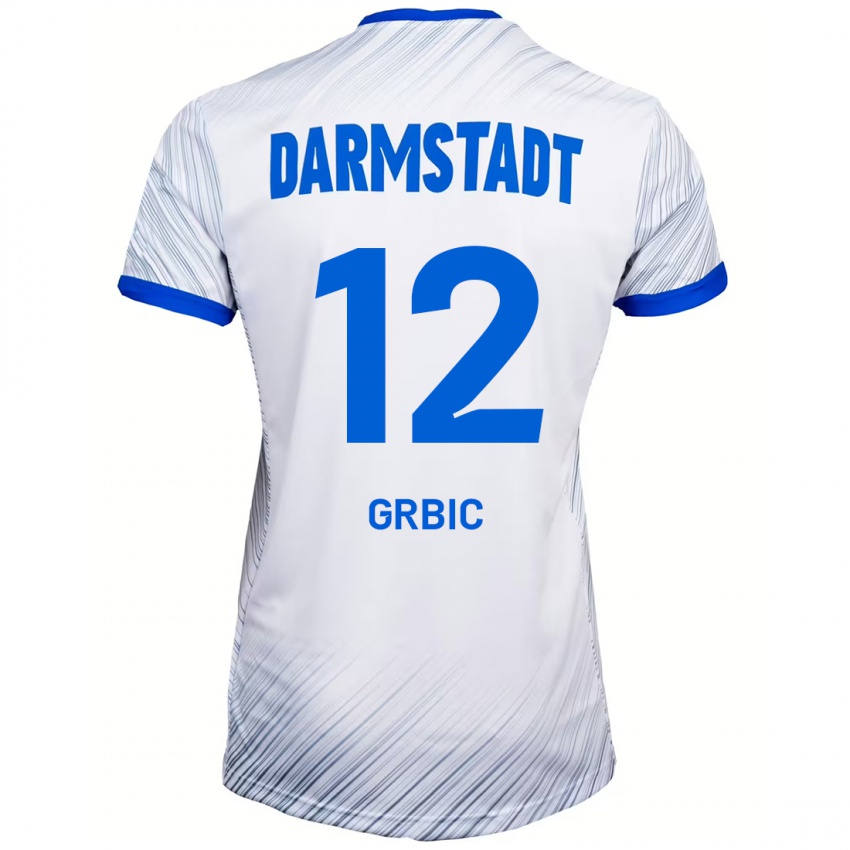 Niño Camiseta Viktor Grbic #12 Blanco Azul 2ª Equipación 2024/25 La Camisa Perú