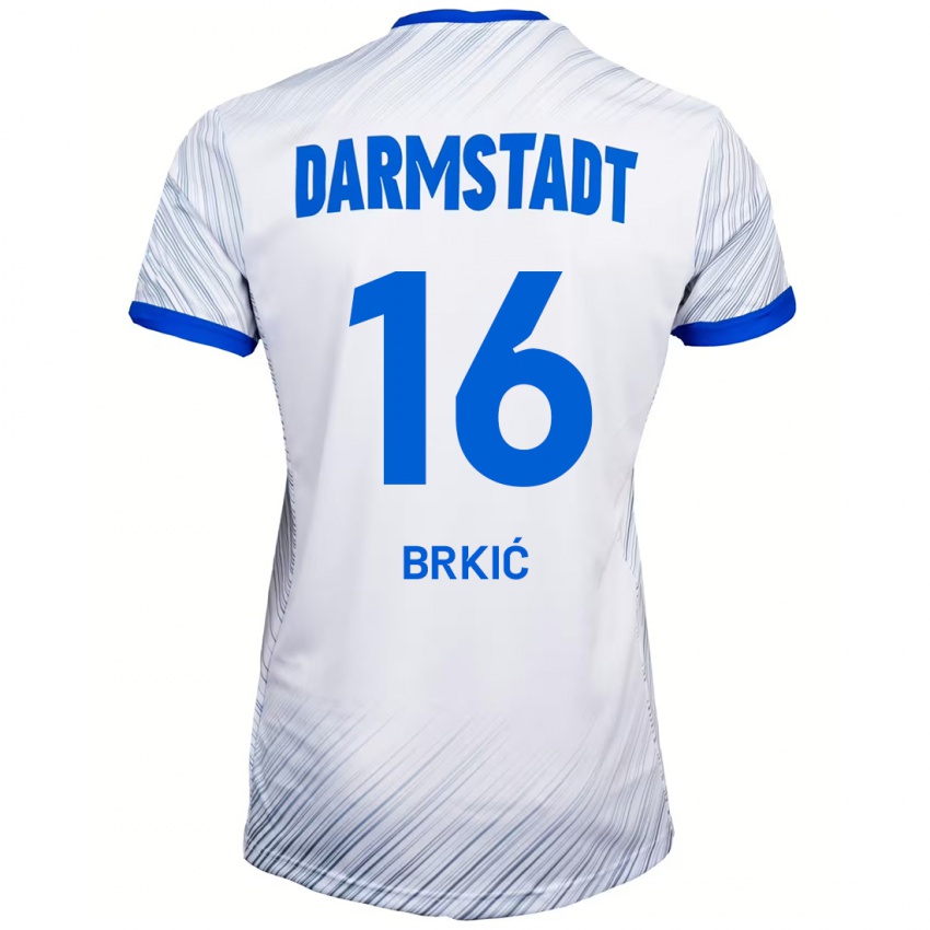 Niño Camiseta Amar Brkić #16 Blanco Azul 2ª Equipación 2024/25 La Camisa Perú