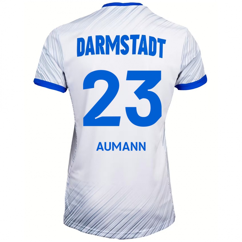 Niño Camiseta Emil Aumann #23 Blanco Azul 2ª Equipación 2024/25 La Camisa Perú