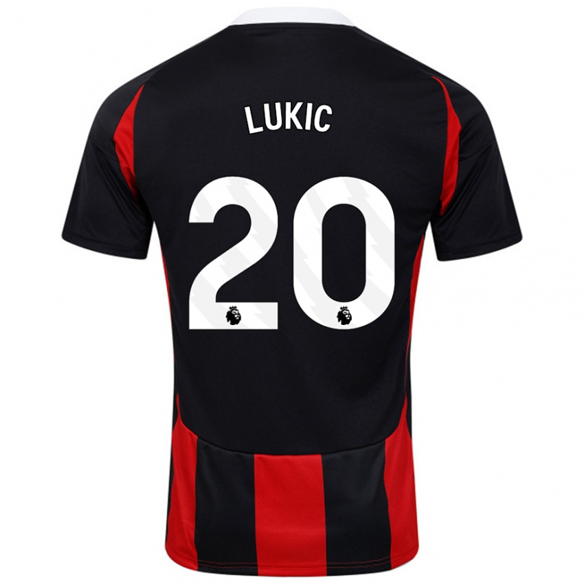 Niño Camiseta Saša Lukić #20 Negro Rojo 2ª Equipación 2024/25 La Camisa Perú