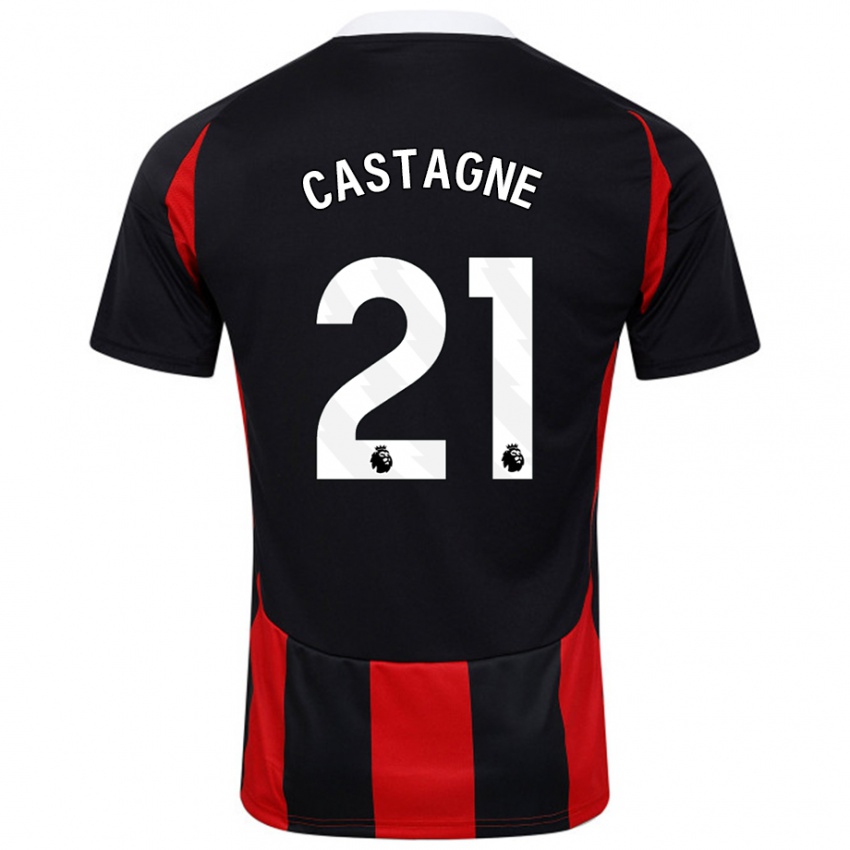 Niño Camiseta Timothy Castagne #21 Negro Rojo 2ª Equipación 2024/25 La Camisa Perú