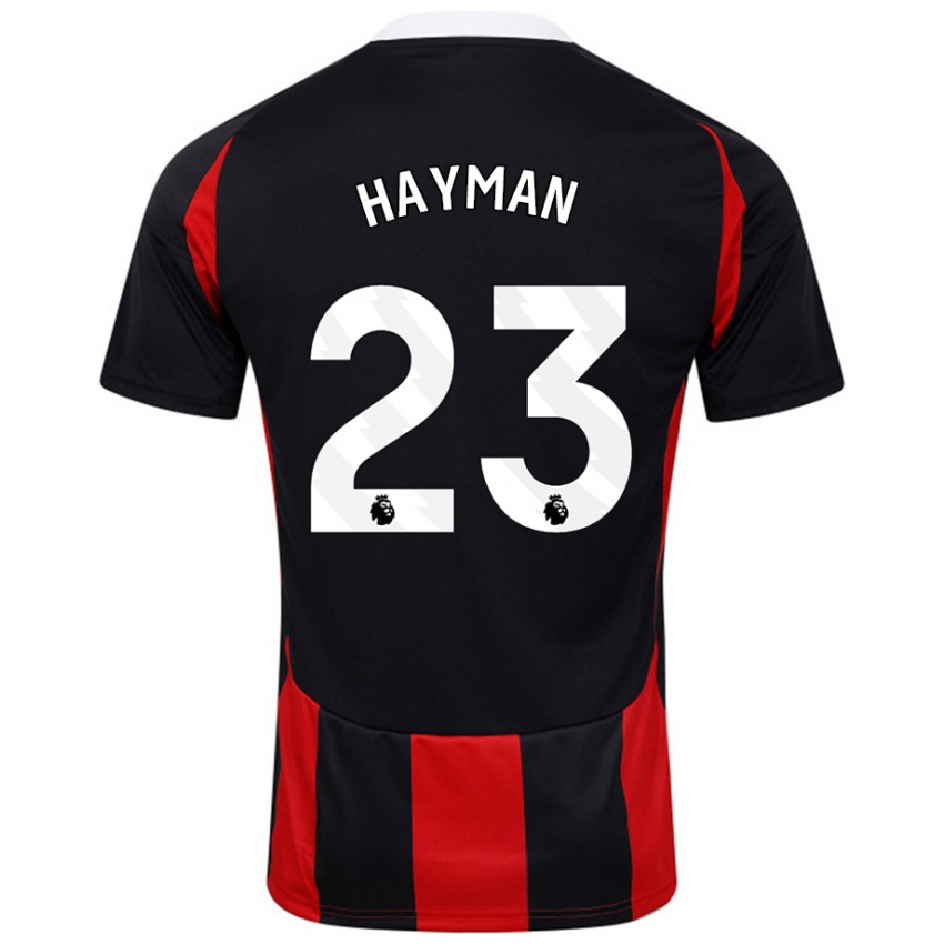 Niño Camiseta Alex Hayman #23 Negro Rojo 2ª Equipación 2024/25 La Camisa Perú