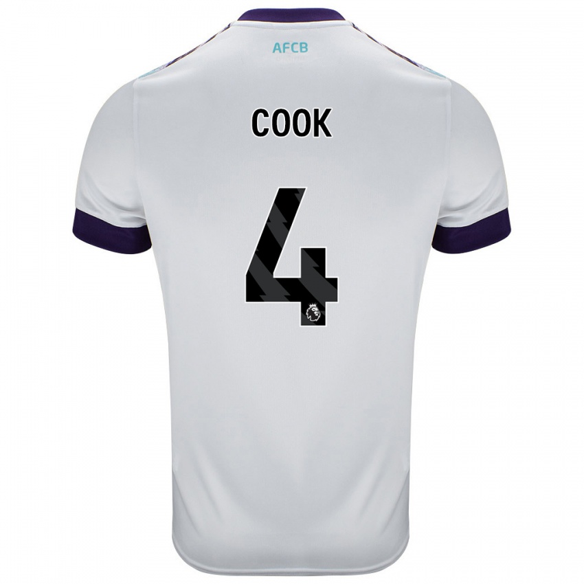 Niño Camiseta Lewis Cook #4 Blanco Verde Púrpura 2ª Equipación 2024/25 La Camisa Perú