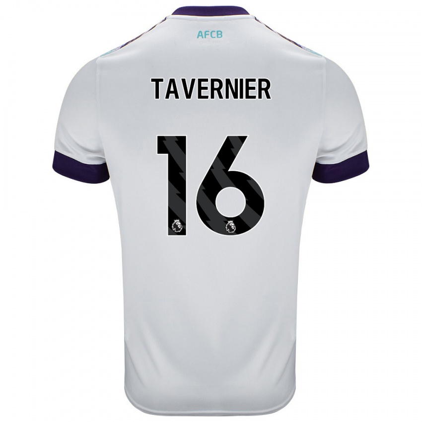 Niño Camiseta Marcus Tavernier #16 Blanco Verde Púrpura 2ª Equipación 2024/25 La Camisa Perú