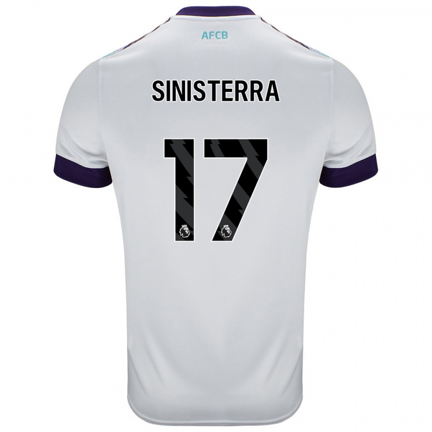 Niño Camiseta Luis Sinisterra #17 Blanco Verde Púrpura 2ª Equipación 2024/25 La Camisa Perú