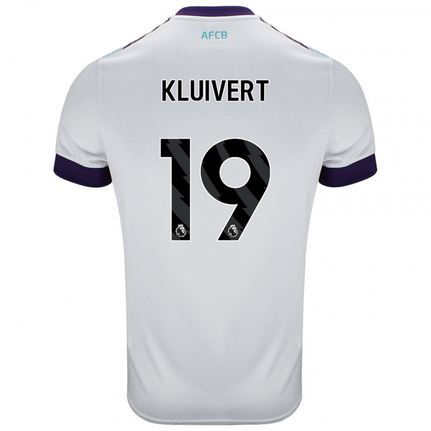 Niño Camiseta Justin Kluivert #19 Blanco Verde Púrpura 2ª Equipación 2024/25 La Camisa Perú