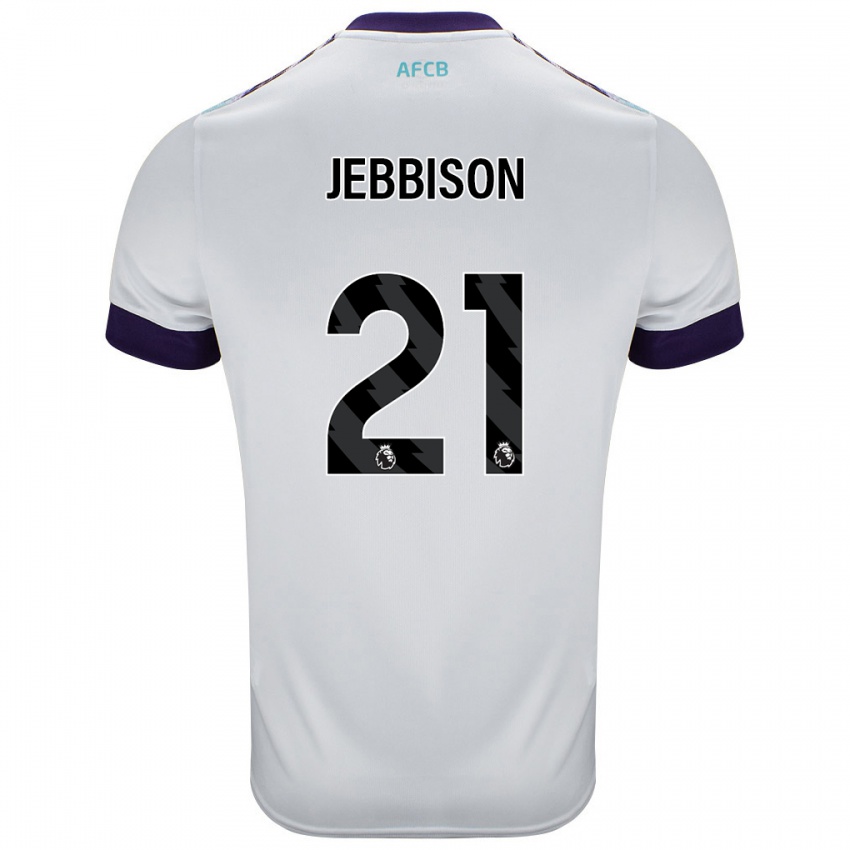 Niño Camiseta Daniel Jebbison #21 Blanco Verde Púrpura 2ª Equipación 2024/25 La Camisa Perú