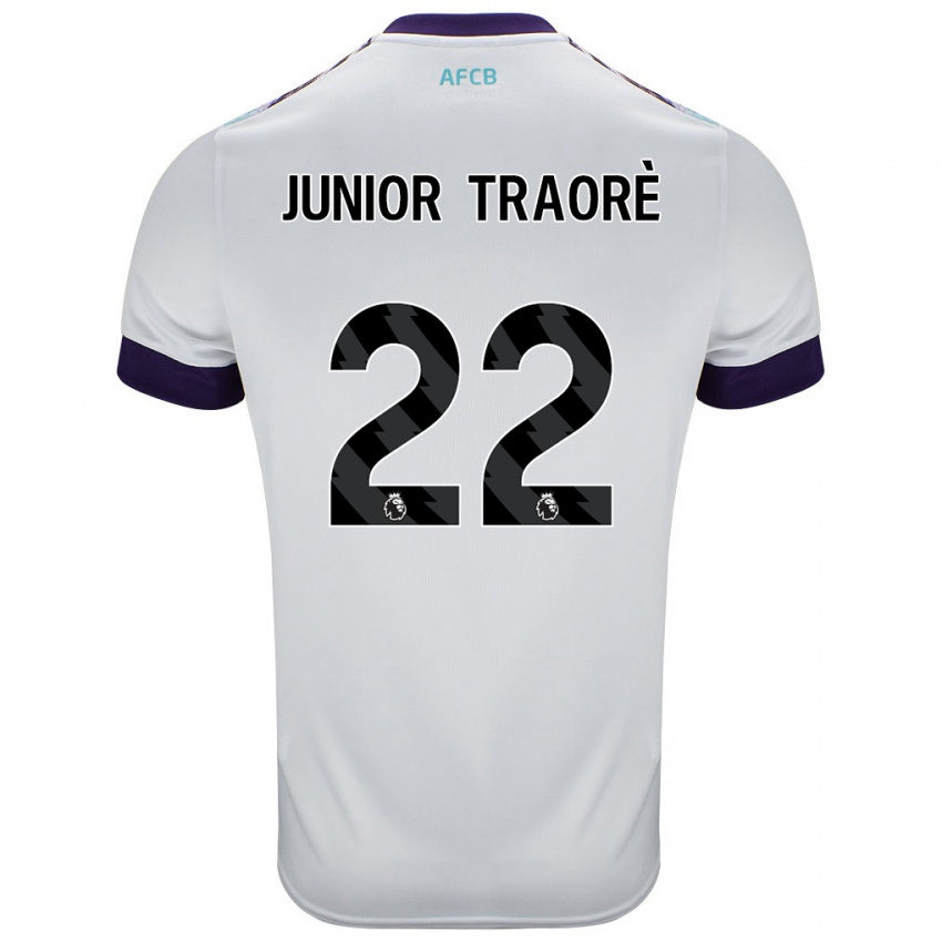 Niño Camiseta Hamed Junior Traorè #22 Blanco Verde Púrpura 2ª Equipación 2024/25 La Camisa Perú