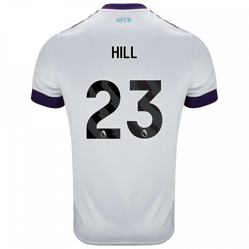 Niño Camiseta James Hill #23 Blanco Verde Púrpura 2ª Equipación 2024/25 La Camisa Perú