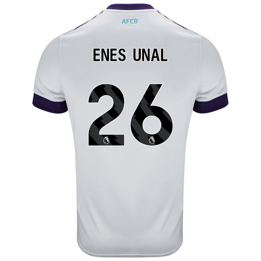 Niño Camiseta Enes Ünal #26 Blanco Verde Púrpura 2ª Equipación 2024/25 La Camisa Perú