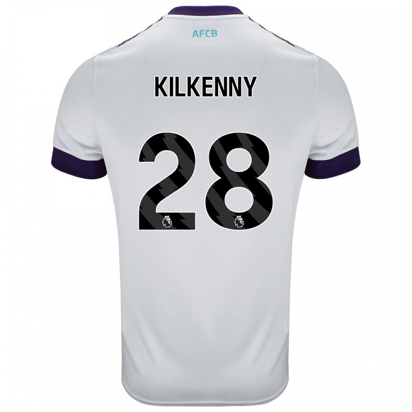 Niño Camiseta Gavin Kilkenny #28 Blanco Verde Púrpura 2ª Equipación 2024/25 La Camisa Perú