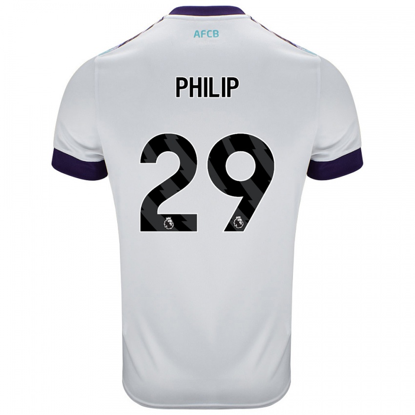 Niño Camiseta Philip Billing #29 Blanco Verde Púrpura 2ª Equipación 2024/25 La Camisa Perú