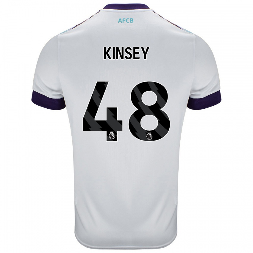 Niño Camiseta Max Kinsey #48 Blanco Verde Púrpura 2ª Equipación 2024/25 La Camisa Perú